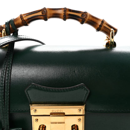 Gucci Azalea Calfskin Small Padlock Bamboo Shoulder Bag Vintage Green 8 of 10