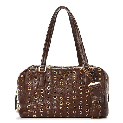 Prada Vitello Daino Grommet Satchel Bruciato 1 of 8