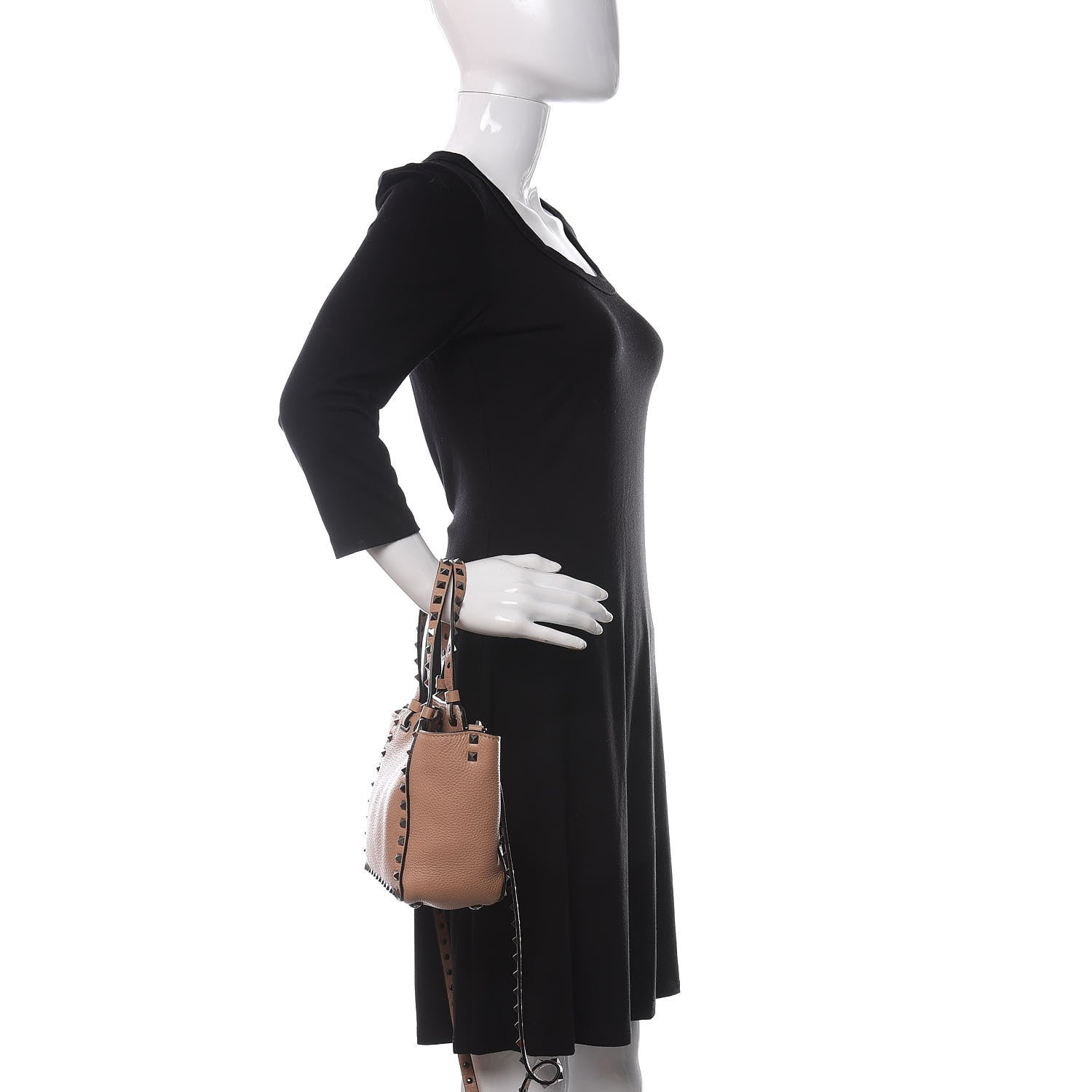 Valentino Garavani Pebbled Calfskin Mini Rockstud Tote Soft Noisette 3 of 10