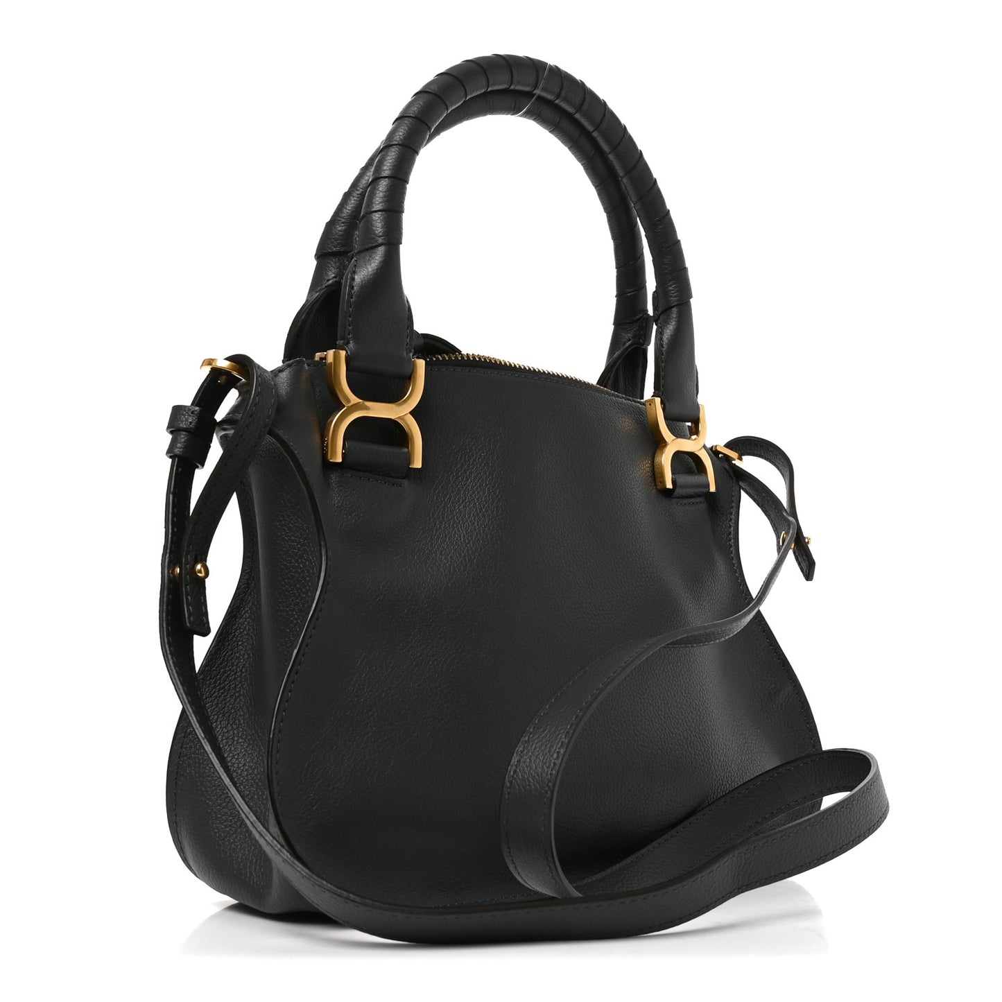 Calfskin Small Marcie Satchel Navy Ink