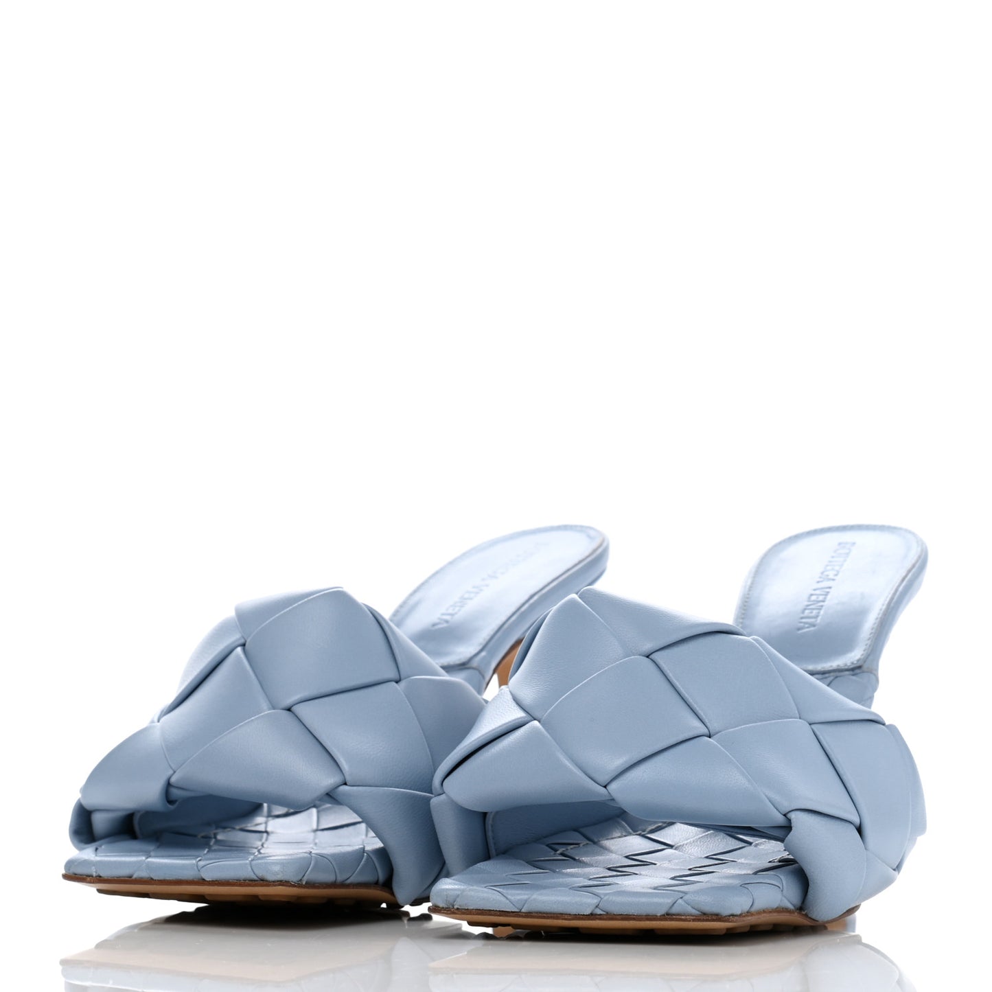 Nappa Maxi Intrecciato Lido Mule Sandals 37 Ice
