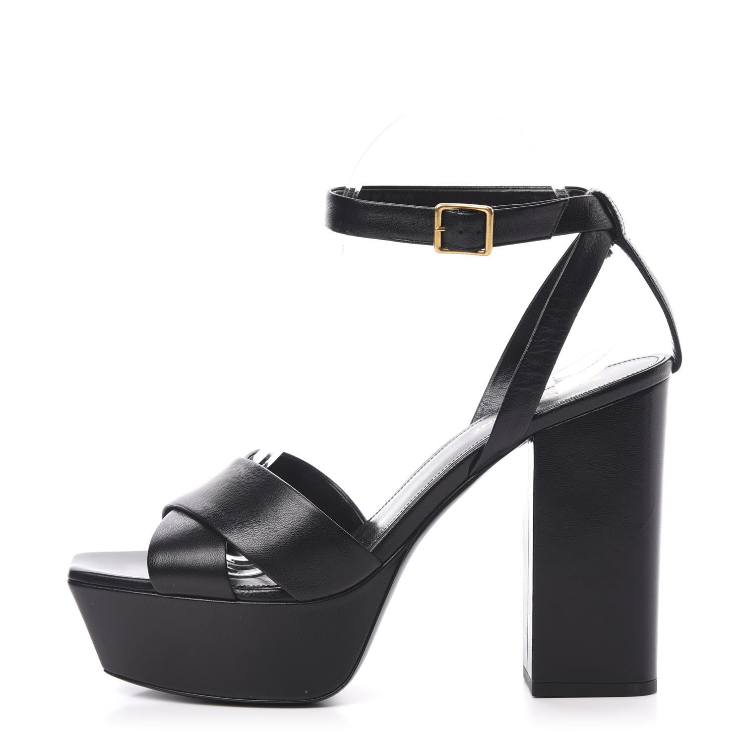 Saint Laurent Calfskin Farrah 80 Platform Sandals 40.5 Black 1 of 8
