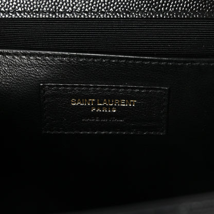 Saint Laurent Grain De Poudre Textured Mixed Matelasse Triquilt Medium Monogram Satchel Black 6 of 10