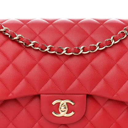 Chanel Caviar Quilted Jumbo Double Flap Red 8 of 14