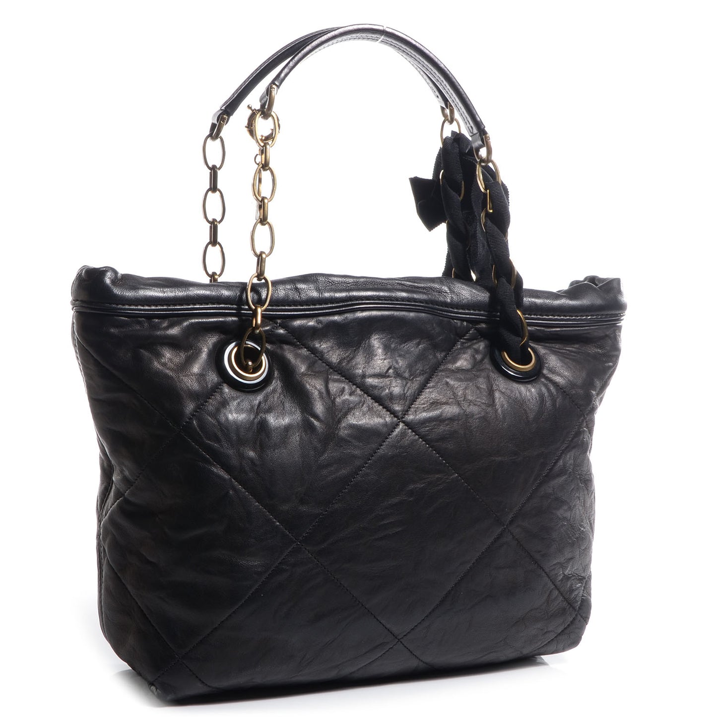 Lambskin Quilted Amalia Mini Cabas Black