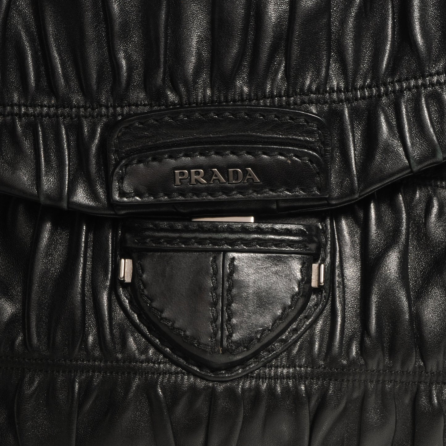 Nappa Gaufre Flap Bag Black