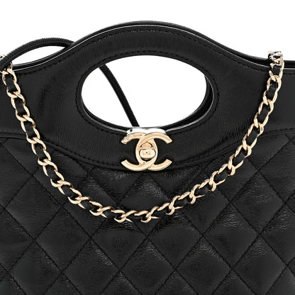 Chanel Shiny Crumpled Calfskin Quilted Mini 31 Shopping Bag Black 8 of 11