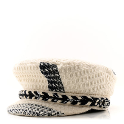 Chanel Tweed Hamburg Metier D'Art Sailor Cap Hat L White Black 1 of 8