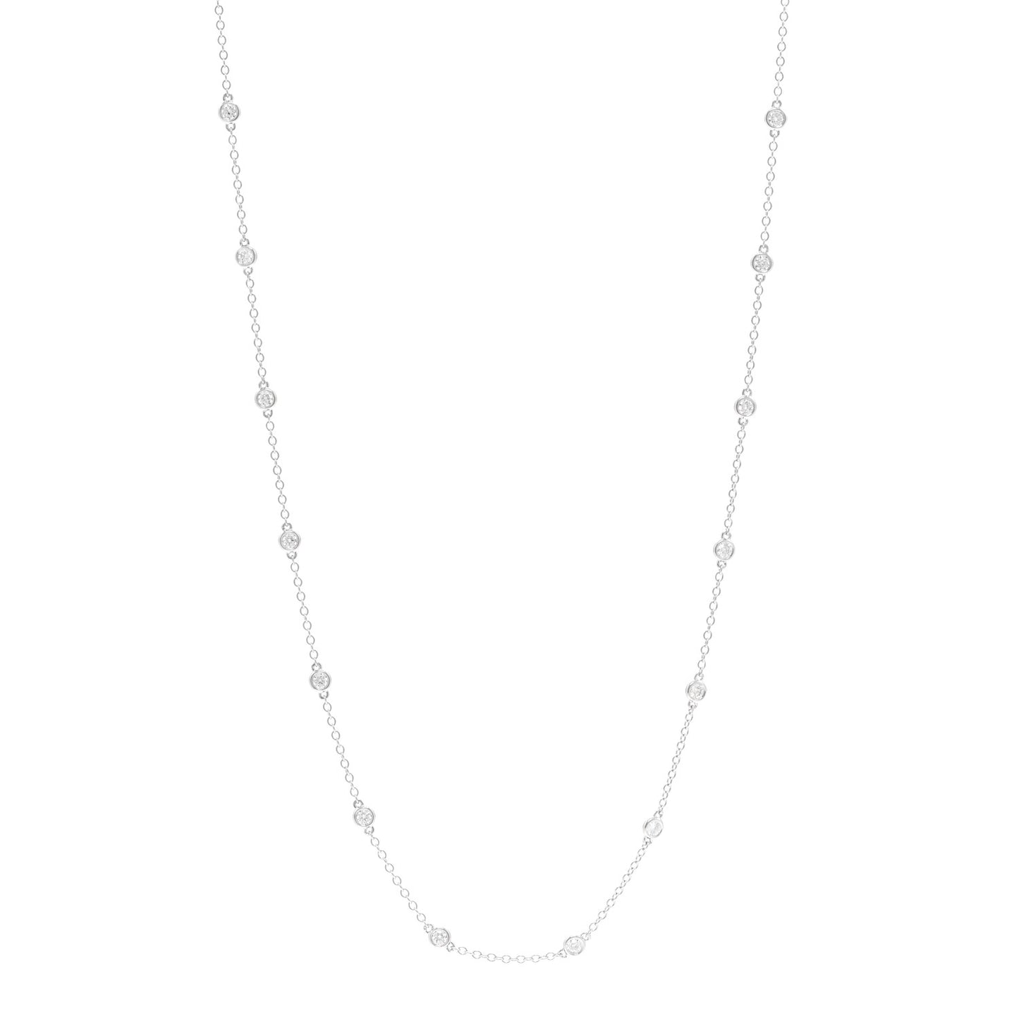 18K White Gold Diamond 1.05ctw Bezel Station Necklace