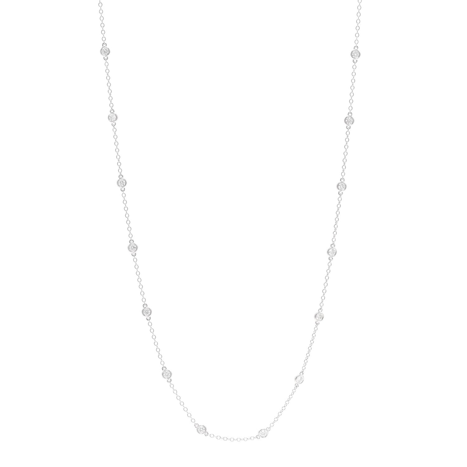 Parker & West by FASHIONPHILE 18K White Gold Diamond 1.05ctw Bezel Station Necklace 1 of 4