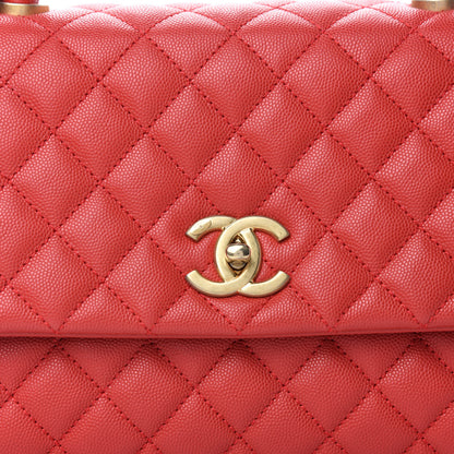 Chanel Caviar Quilted Small Coco Handle Flap Red 8 of 11