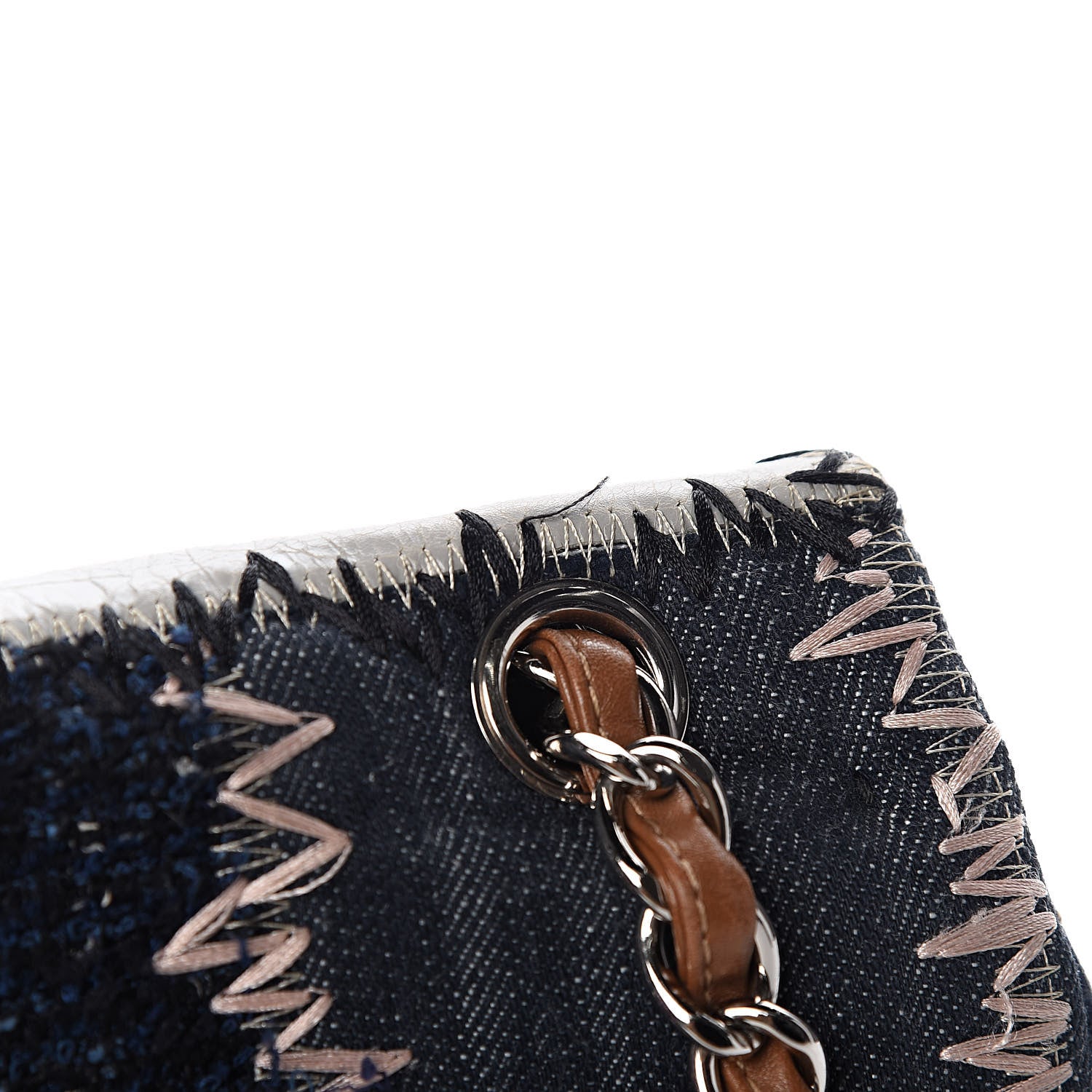 Chanel Denim Tweed Patchwork Jumbo Single Flap Multicolor 12 of 21