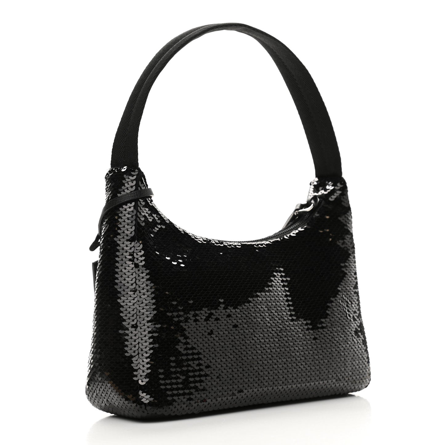 Paillettes Sequin Mini Re-Edition 2000 Bag Black White