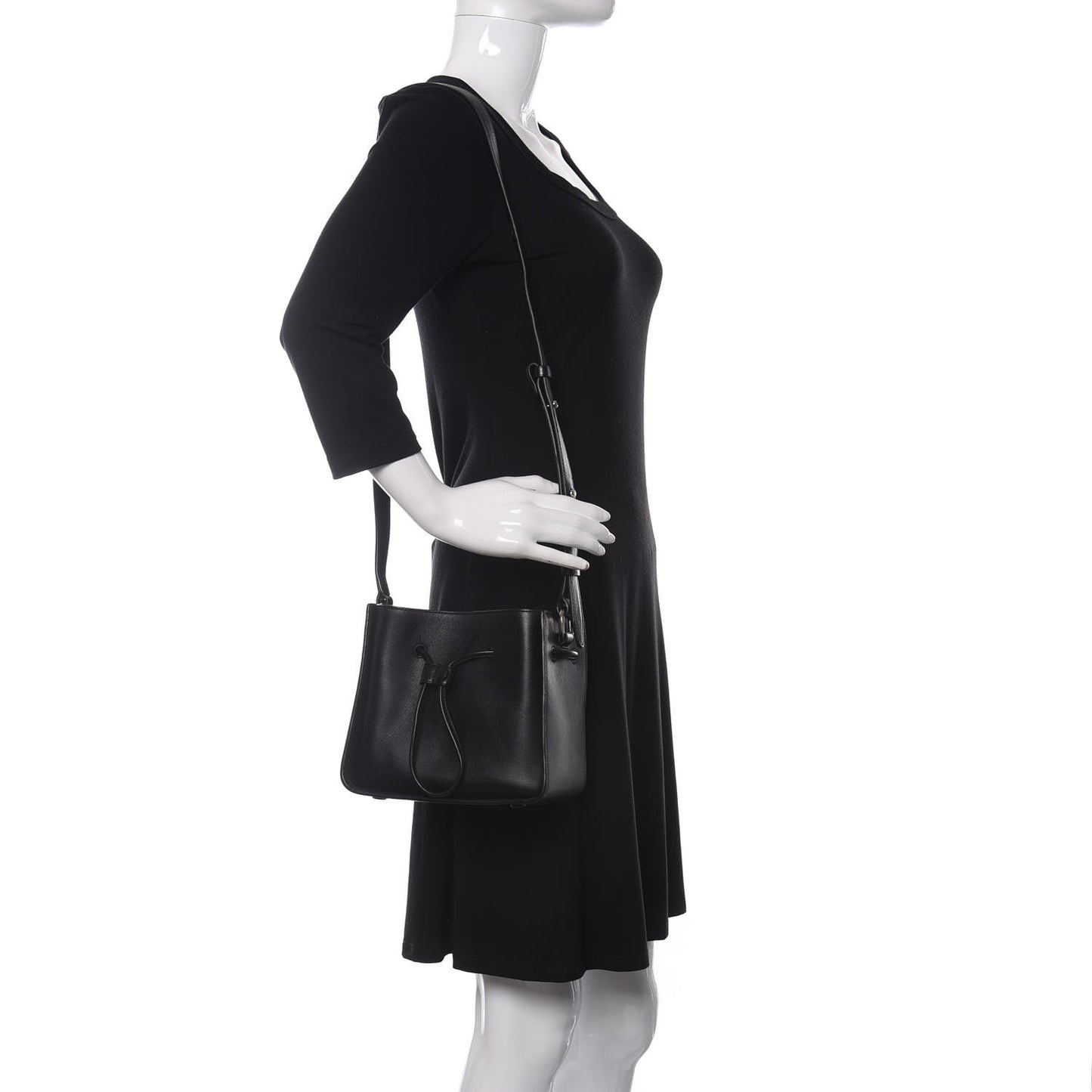 Smooth Calfskin Mini Soleil Bucket Bag Black