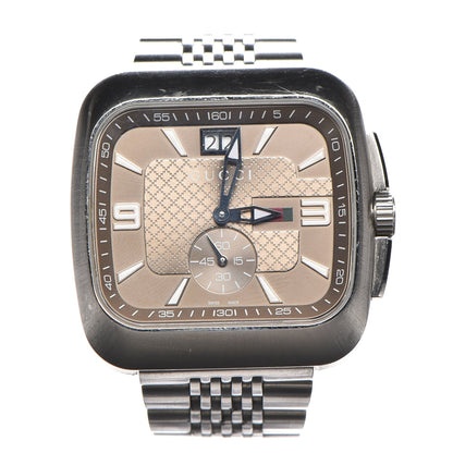 Gucci Stainless Steel 40mm G Coupe Square Quartz Watch Brown 1 of 9