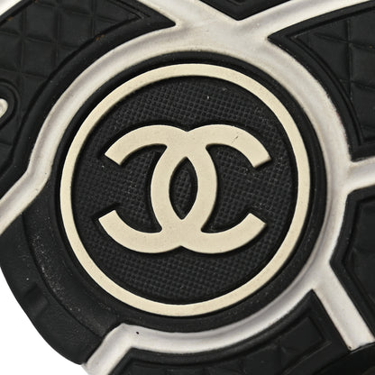 Chanel Calfskin Fabric Sneakers 38 White Silver Fluo Pink 6 of 8