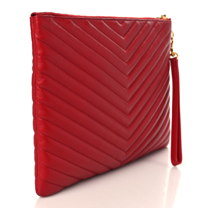 Saint Laurent Calfskin Matelasse Monogram Cassandre Tablet Pouch Rouge Eros 3 of 7