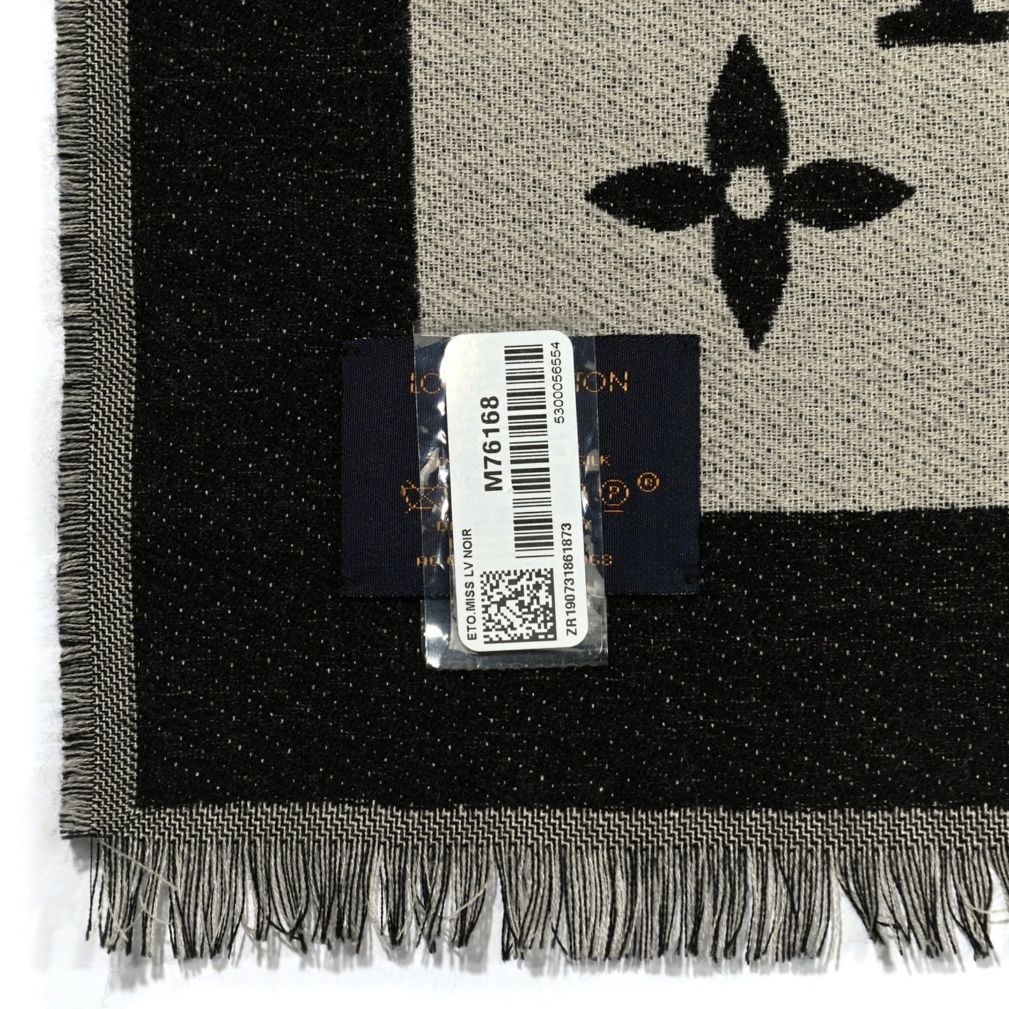 Silk Wool Monogram Miss LV Stole Black