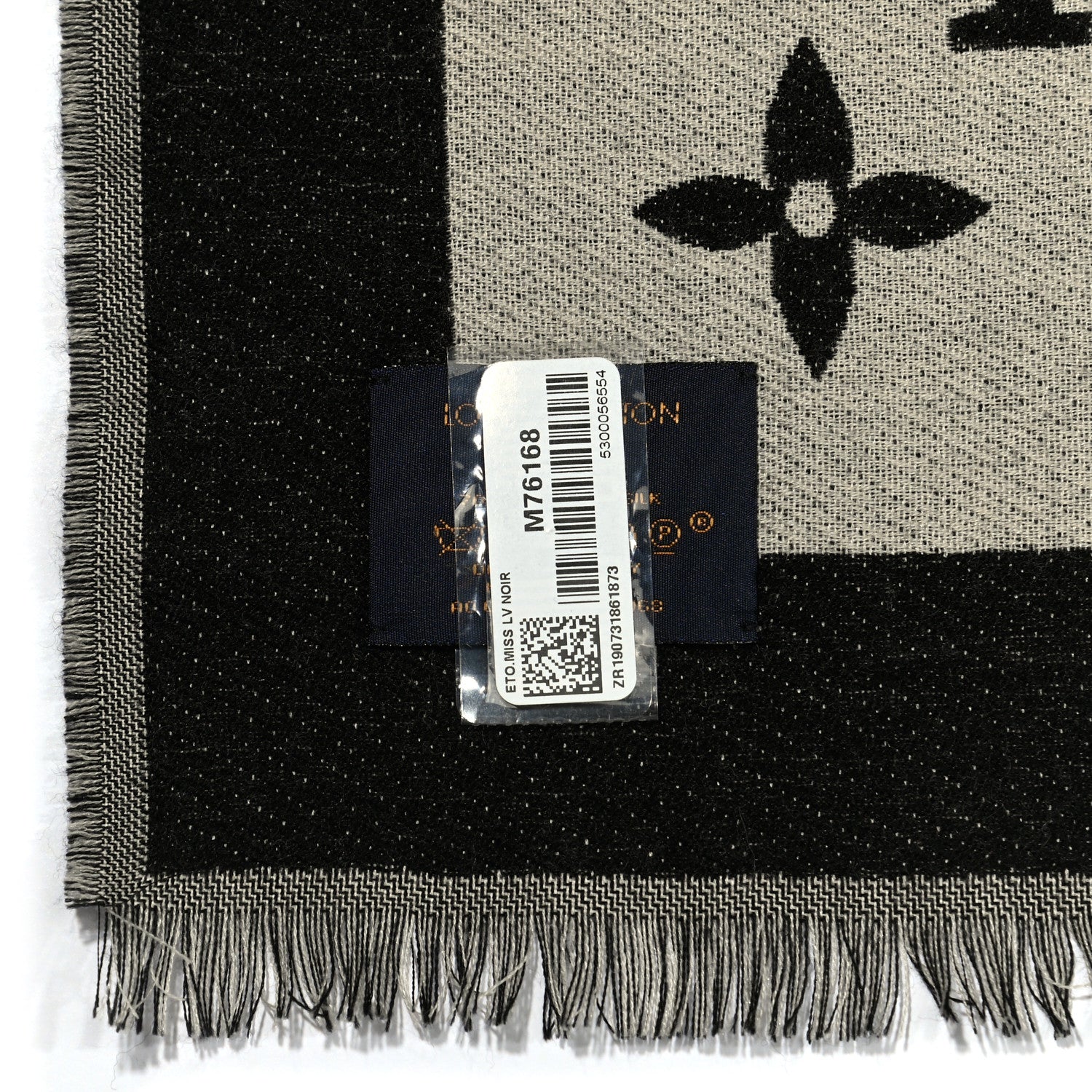 Louis Vuitton Silk Wool Monogram Miss LV Stole Black 5 of 5
