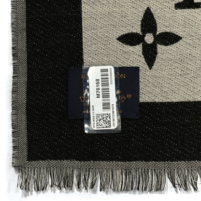 Louis Vuitton Silk Wool Monogram Miss LV Stole Black 5 of 5