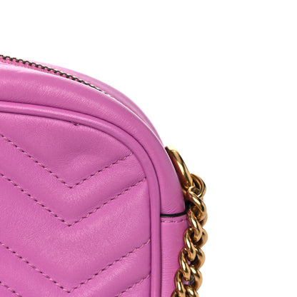 Gucci Calfskin Matelasse Mini GG Marmont Chain Shoulder Bag Candy Mousse 17 of 19
