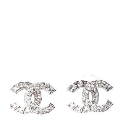 Chanel Baguette Crystal CC Earrings Silver 1 of 4