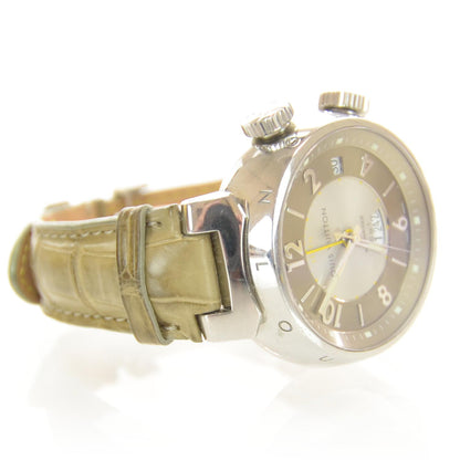 Louis Vuitton Stainless Steel Alligator 41mm Tambour Reveil GMT Automatic Watch 2 of 8