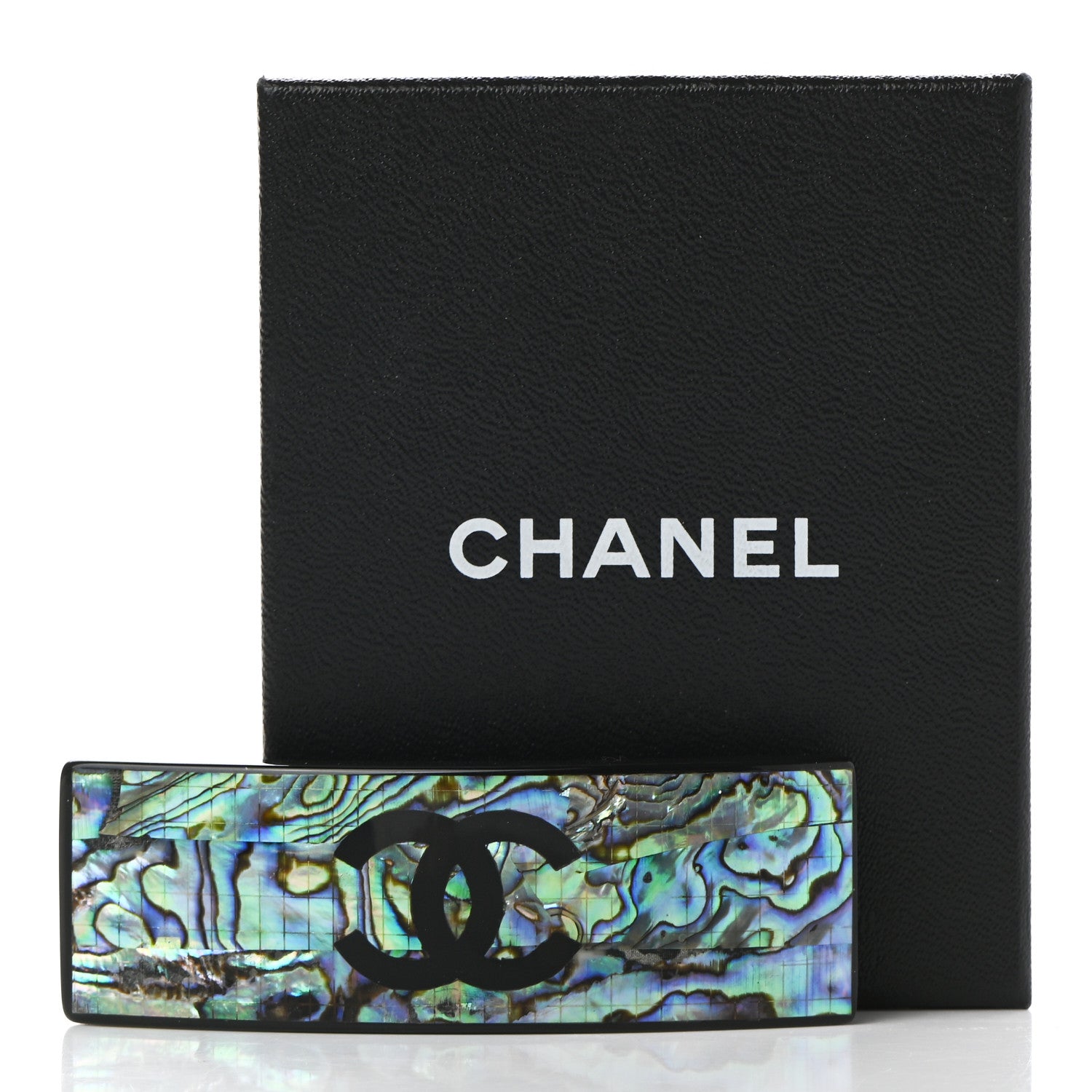 Chanel Resin Abalone CC Hair Clip Barrette Black 5 of 5