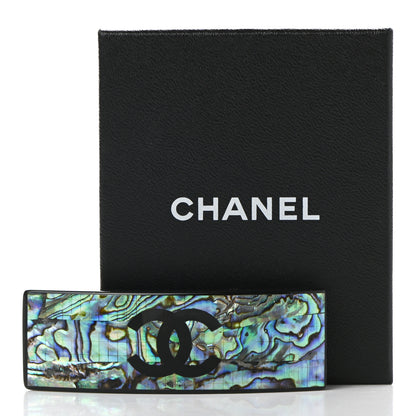 Chanel Resin Abalone CC Hair Clip Barrette Black 5 of 5