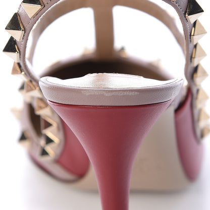 Valentino Garavani Calfskin Nappa Rockstud Ankle Strap 100mm Pumps 37 Rosso Valentino Poudre 13 of 14