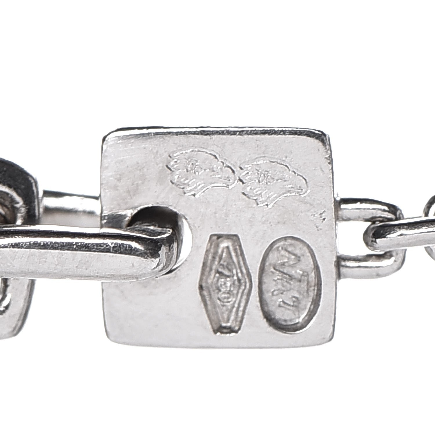 Louis Vuitton 18K White Gold Diamond Logo Necklace 6 of 8