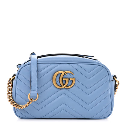 Gucci Calfskin Matelasse Small GG Marmont Chain Shoulder Bag Clear Sky Blue 1 of 10