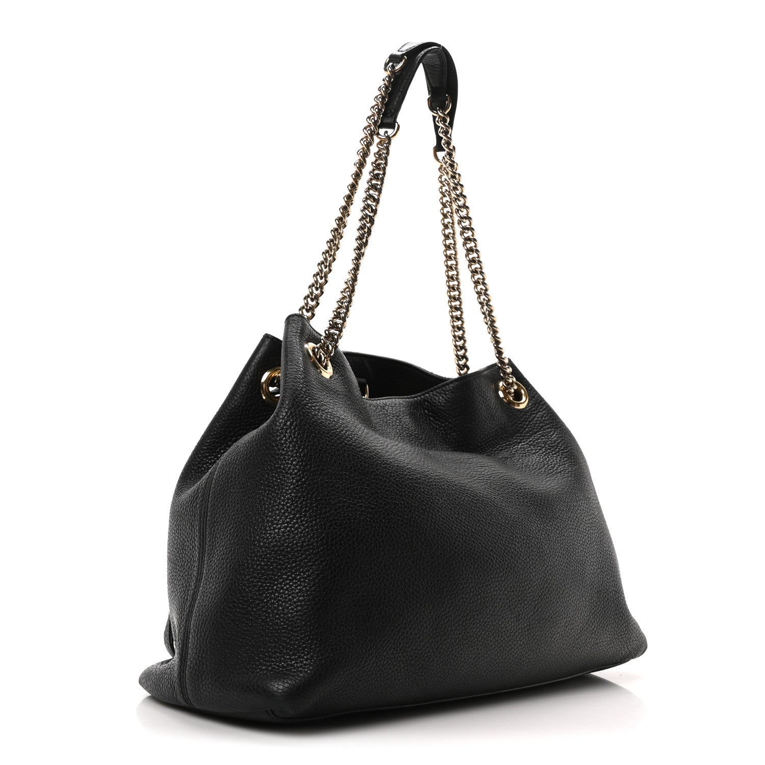 Gucci Pebbled Calfskin Medium Soho Chain Shoulder Bag Black 3 of 10