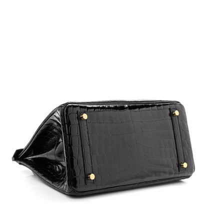 Hermes Shiny Niloticus Crocodile Birkin 30 Black 4 of 11