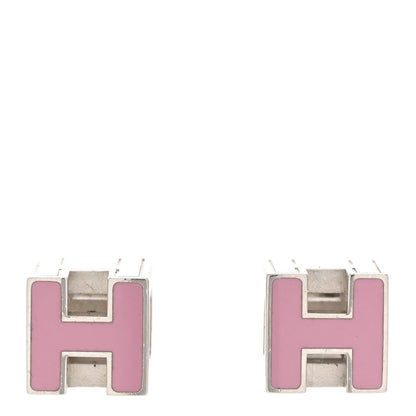 Hermes Palladium Cage d'H Earrings Rose Dragee 1 of 4