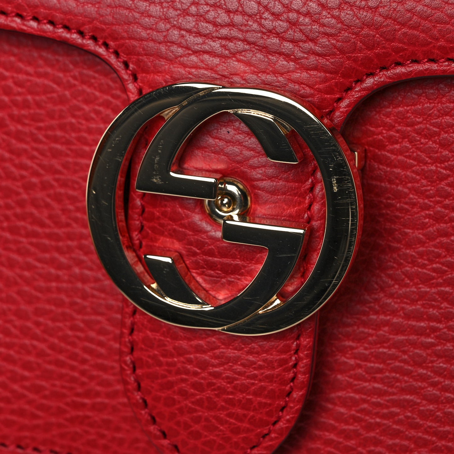 Dollar Calfskin Small Interlocking G Shoulder Bag Red