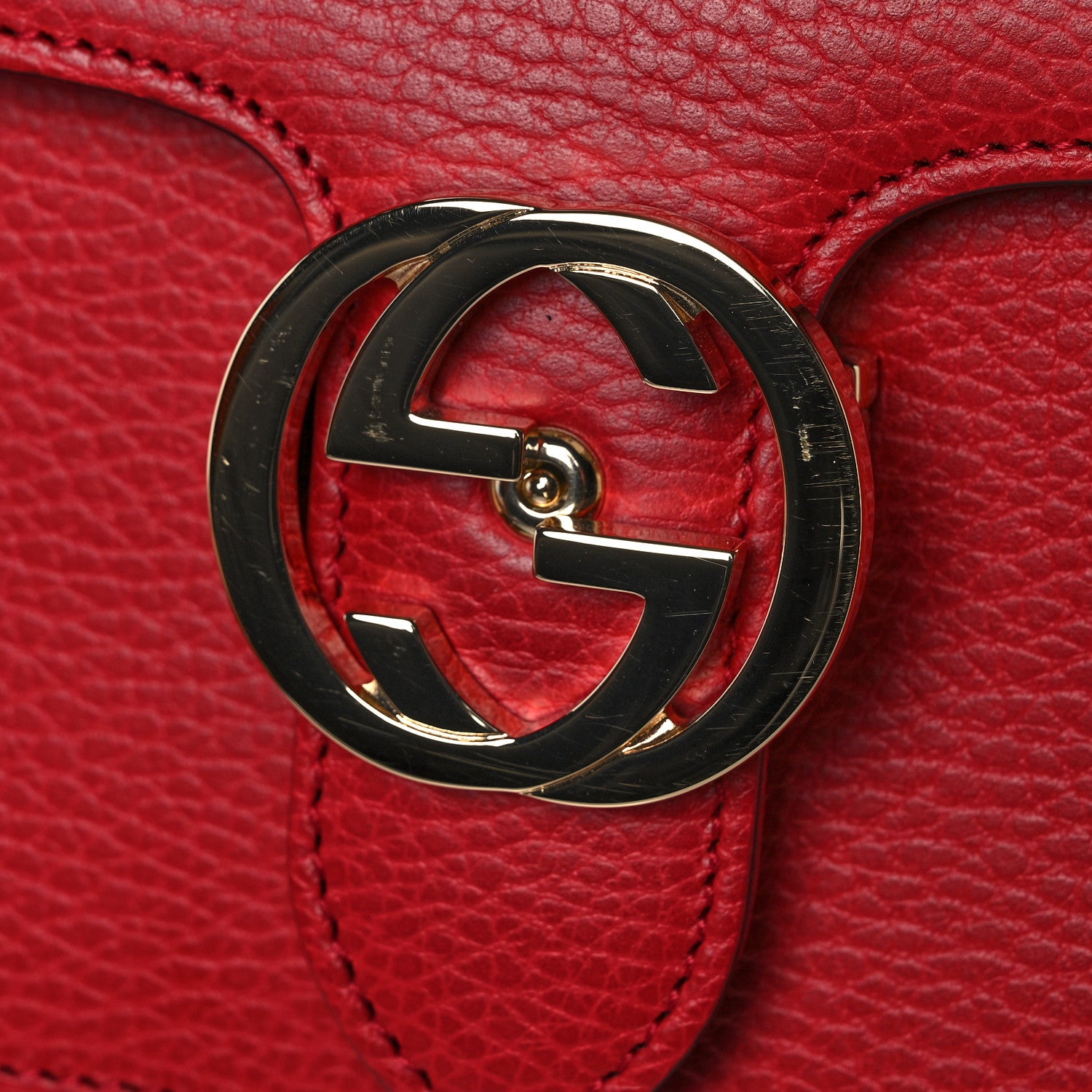 Gucci Dollar Calfskin Small Interlocking G Shoulder Bag Red 11 of 11