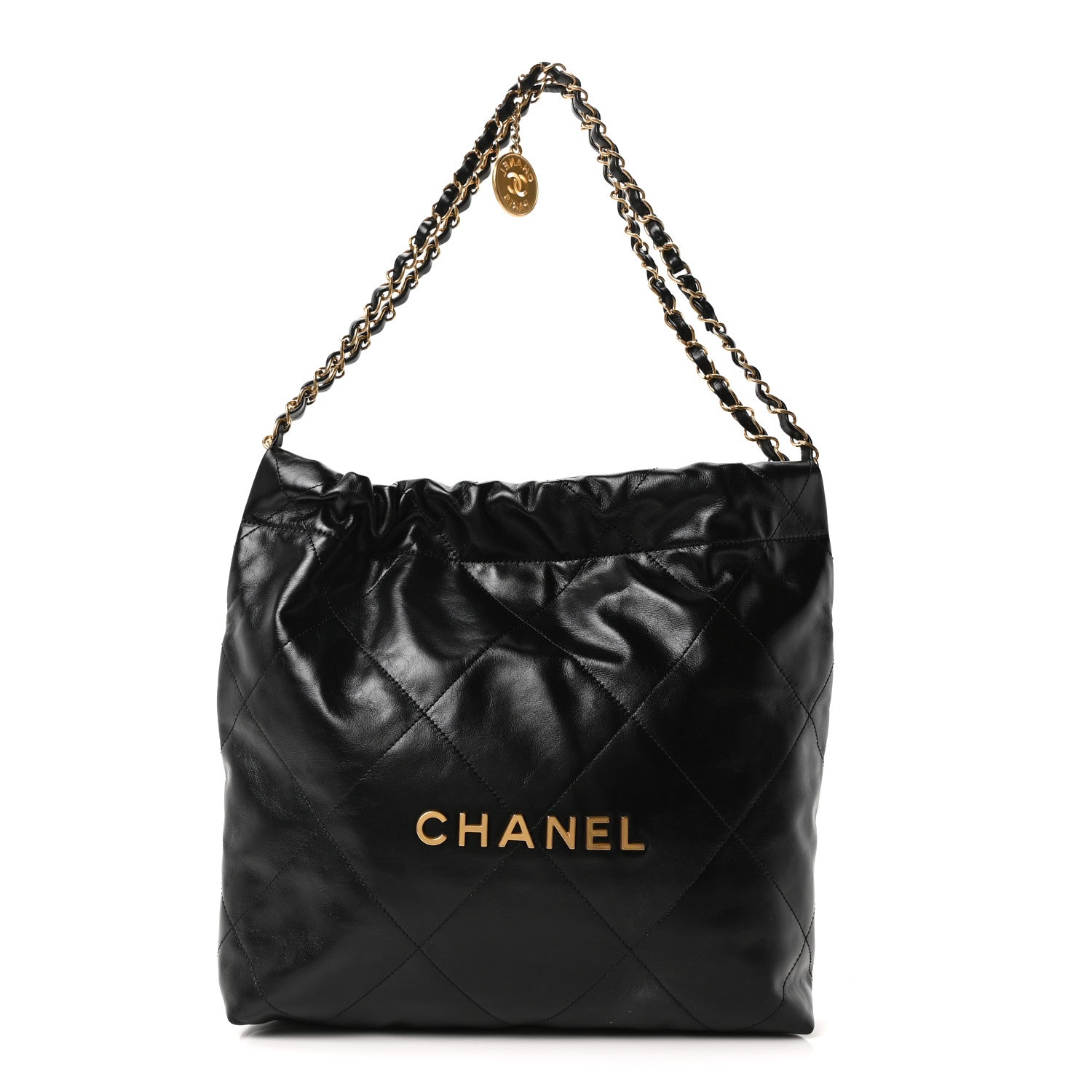 Chanel Shiny Calfskin Quilted Small Chanel 22 Black 1 of 11
