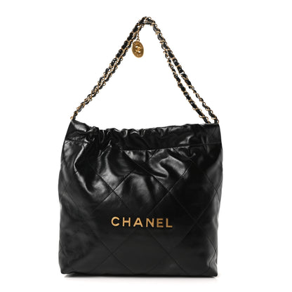 Chanel Shiny Calfskin Quilted Small Chanel 22 Black 1 of 11