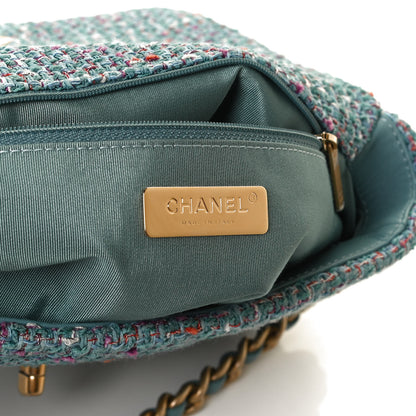 Chanel Tweed Quilted Medium Chanel 19 Flap Blue Multicolor 5 of 9