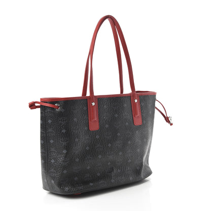 MCM Visetos Medium Liz Reversible Shopper Tote Black Red 2 of 16