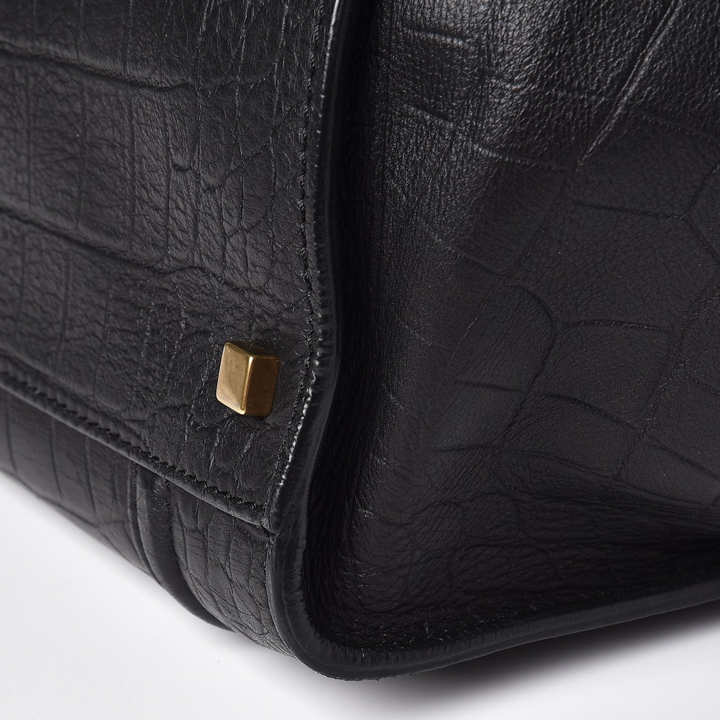 Crocodile Embossed Calfskin Large Phantom Luggage Black