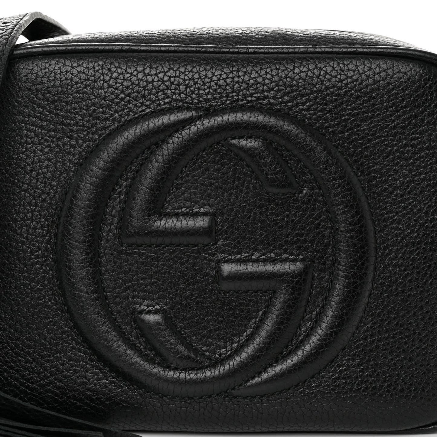 Pebbled Calfskin Small Soho Disco Bag Black