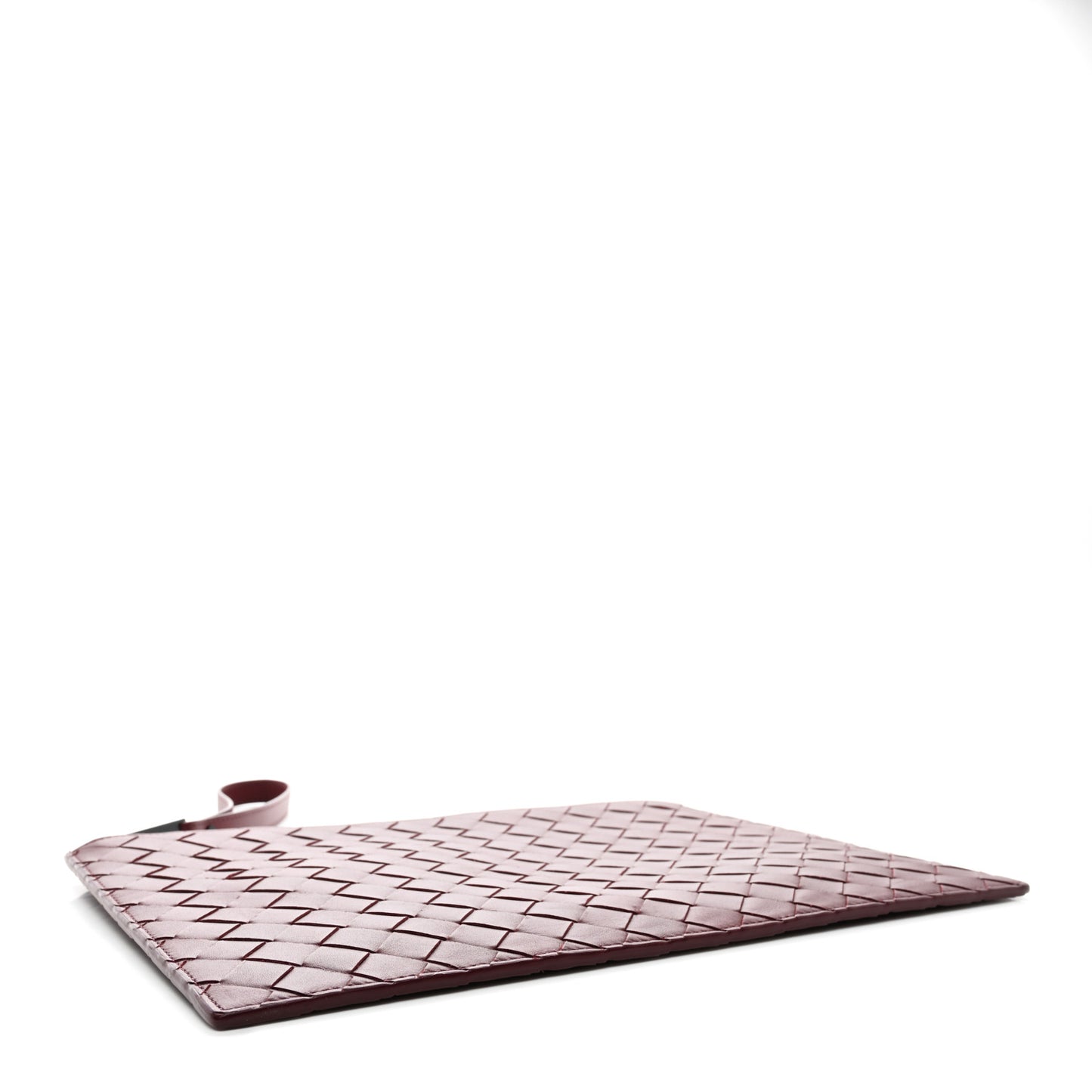 Nappa Intrecciato Wristlet Zip Pouch Bordeaux
