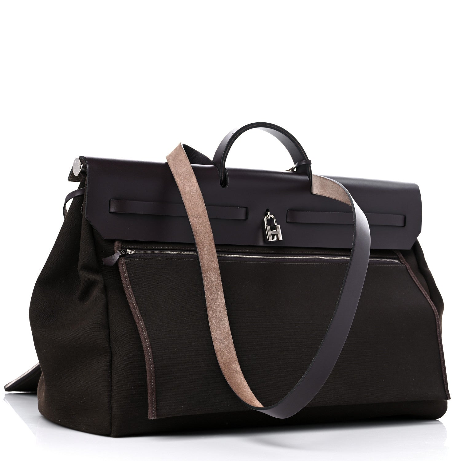 Hermes Military Toile Vache Hunter Herbag Zip Retourne Cabine Bag Ebene 4 of 14