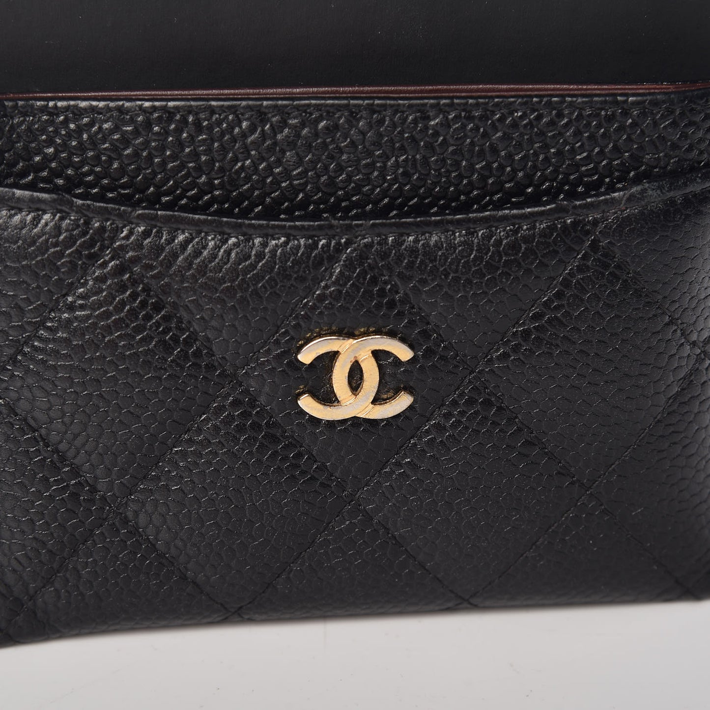 Caviar Quilted Card Holder Black