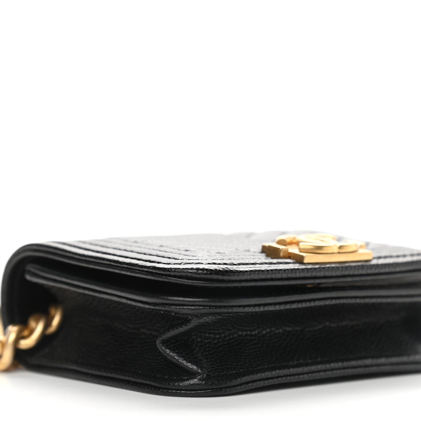 Caviar Chevron Quilted Boy Flap Waist Belt Bag Black
