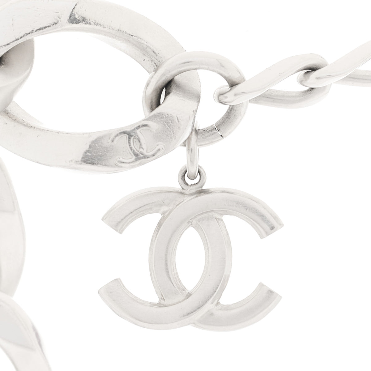 Chanel Chain Link CC Choker Necklace Silver 4 of 4