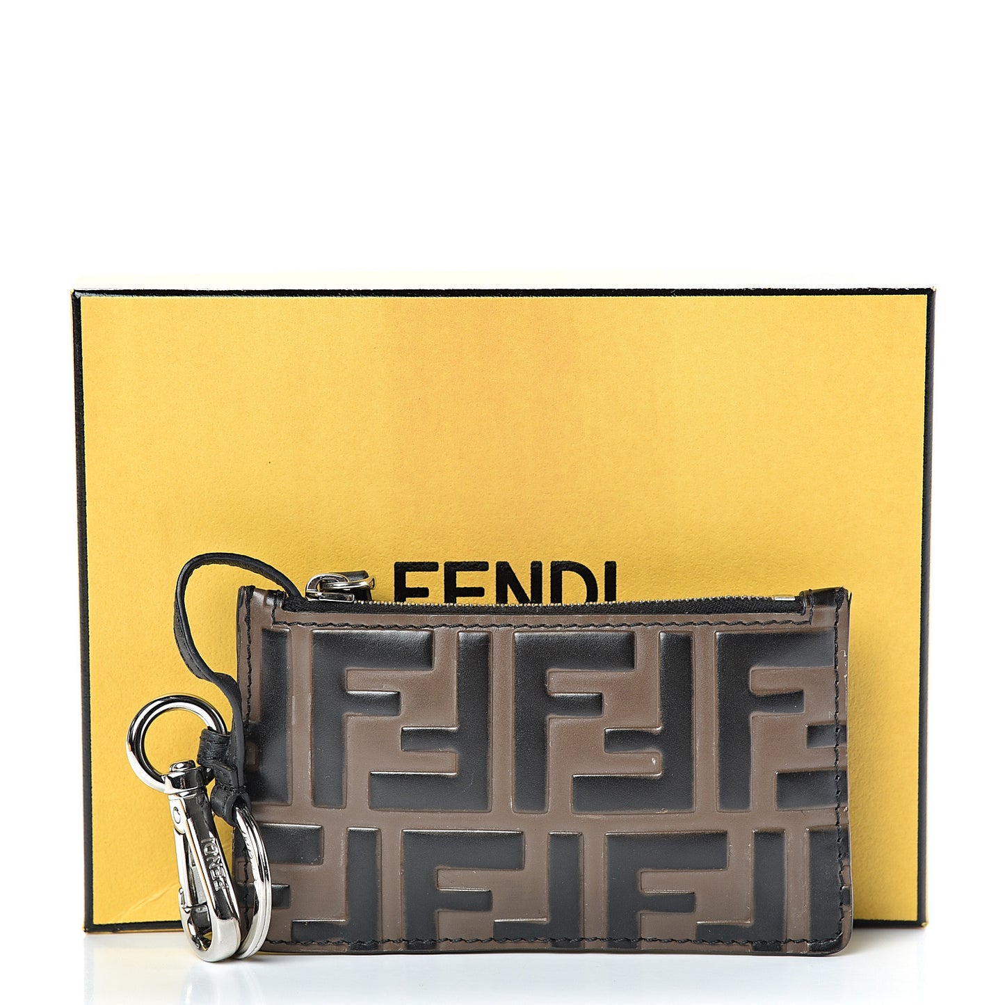 Vitello Century Bi-Color FF 1974 Embossed Coin Purse Maya Black