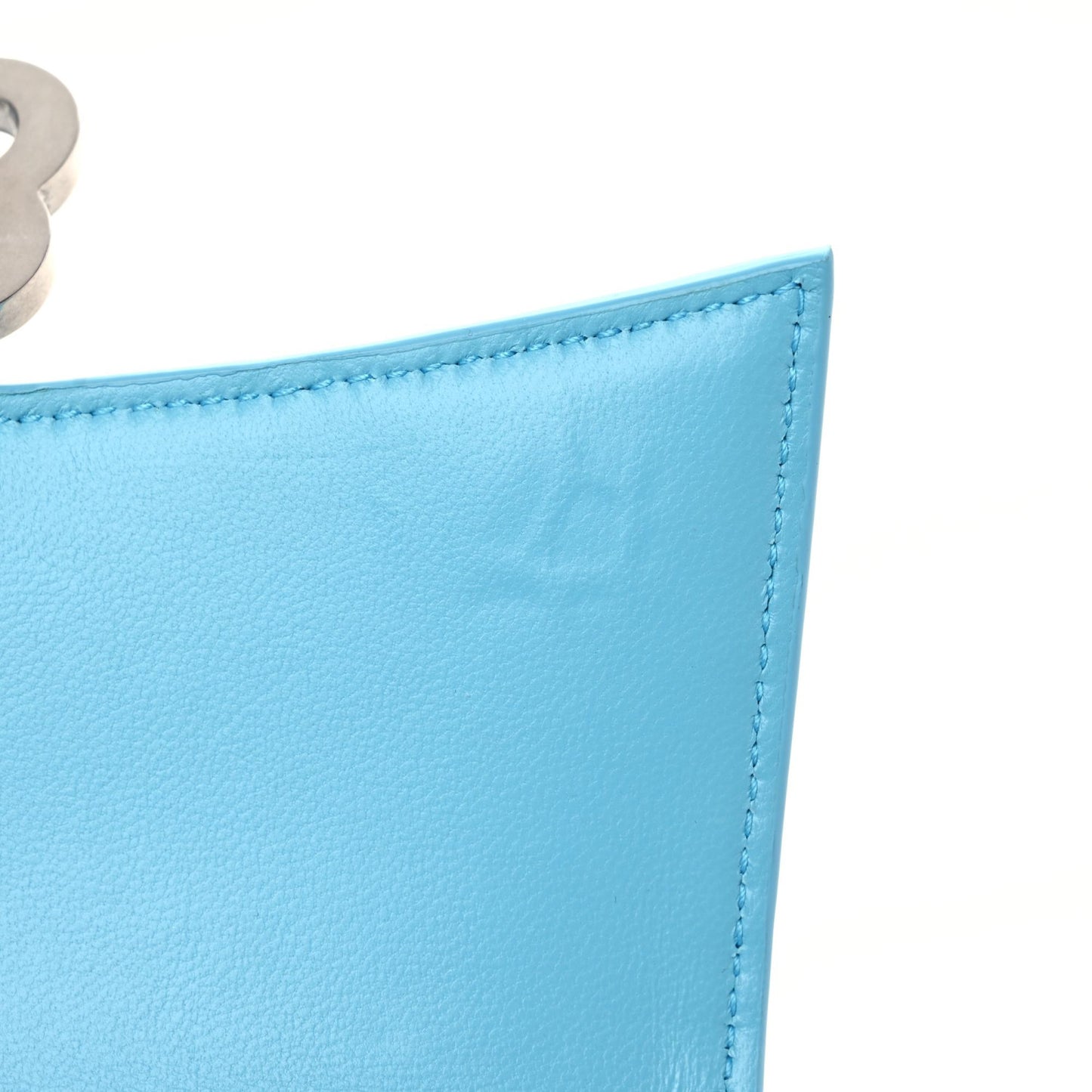 Shiny Calfskin Crocodile Embossed Hourglass Top Handle Bag XS Azur